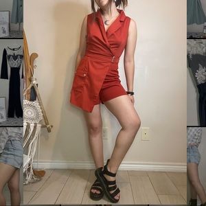 Summer Burnt Orange Halter Top Romper